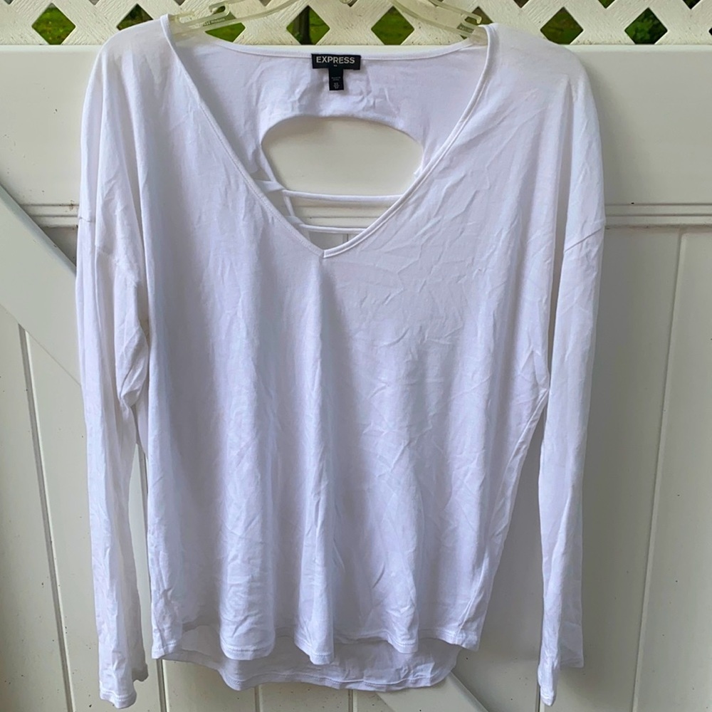 Express white shirt with open back size: XS